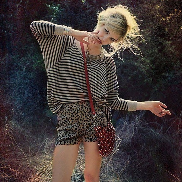 free people | love bug striped thermal dolman sleeve tan grey s - Picture 10 of 10